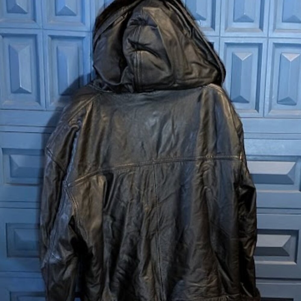 J1 CHARLES KLEIN Black Long Leather Jacket - Picture 4 of 4